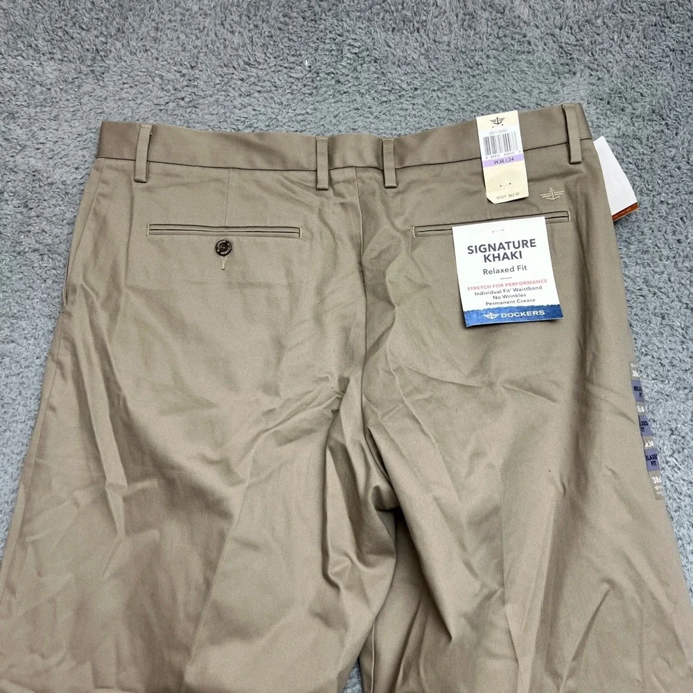 Dockers‎ Dress Pants Mens 38x34 Signature Khaki Beige Relaxed Stretch NEW Casual